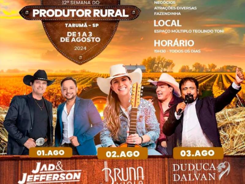 12ª Semana do Produtor Rural tem início nesta quinta-feira, dia 1º, em Tarumã