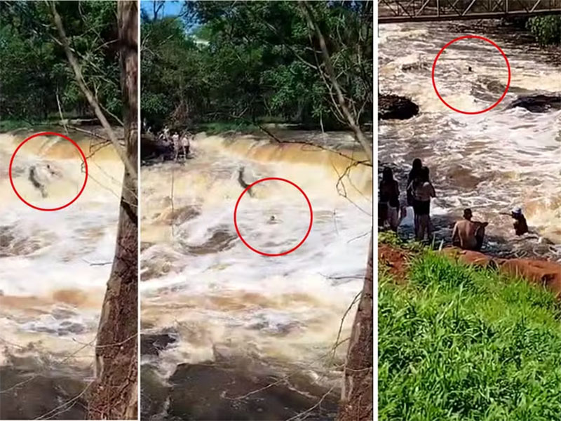 Bombeiros buscam jovem que foi arrastado por correnteza em cachoeira no interior de SP