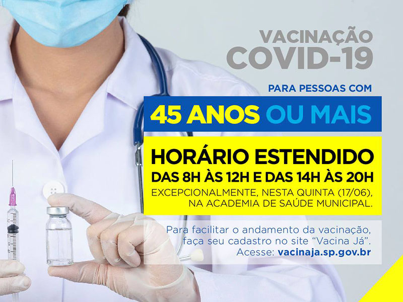 Maracaí estende horário e antecipa vacinação de pessoas com 45 anos ou mais