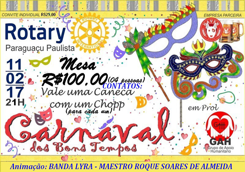 Carnaval dos Bons Tempos vai agitar o Rotary Clube no dia 11