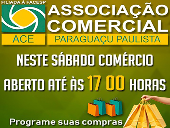 Comércio de Paraguaçu fica aberto até as 17h neste sábado, dia 2