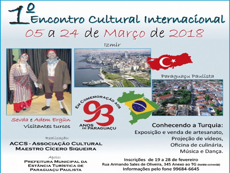 Encontro Cultural com casal da Turquia começa na próxima segunda-feira