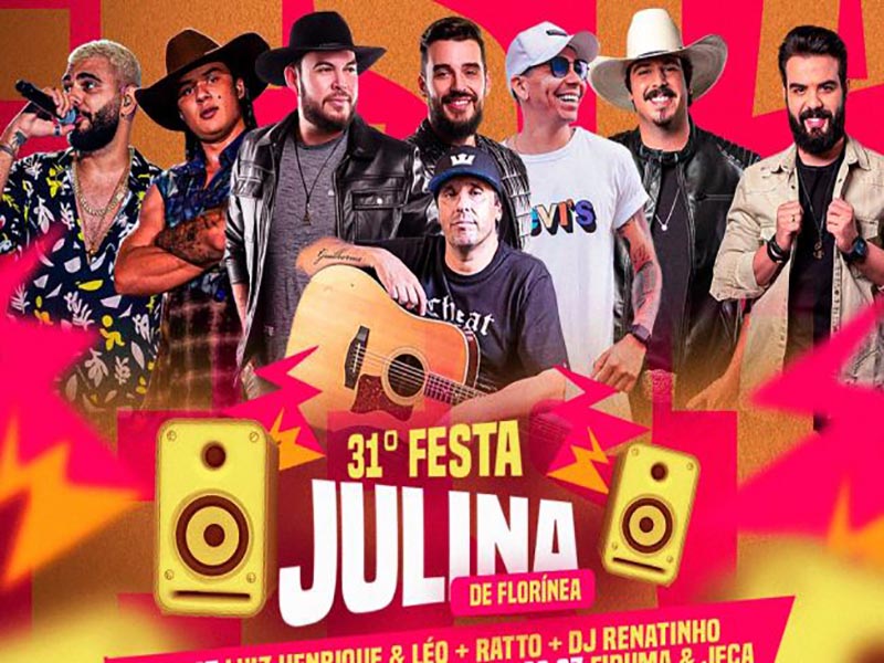 31ª Festa Julina de Florínea terá shows de UsagroBoy e Fiduma & Jeca