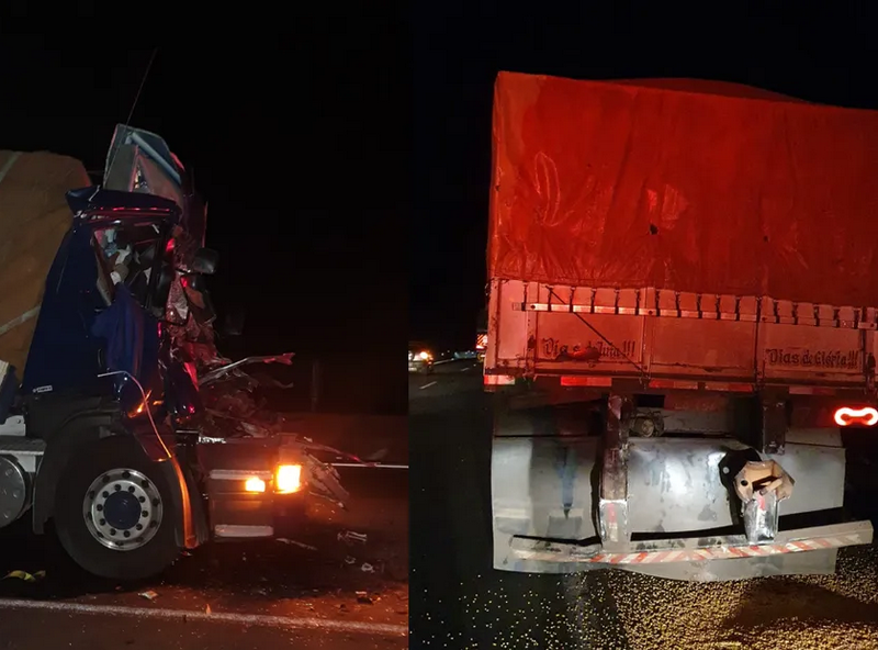 Batida traseira entre caminhões mata idoso em Santa Cruz do Rio Pardo