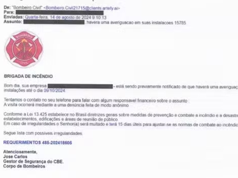 Corpo de Bombeiros alerta para golpe no interior de SP com falsas visitas e pagamentos de multas