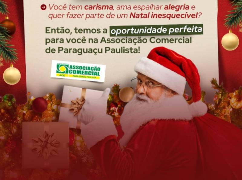 Associação Comercial está contratando Papai Noel para as celebrações do fim do ano