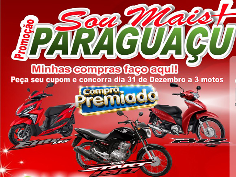 ACE vai sortear três motos nesta terça-feira em Paraguaçu Paulista