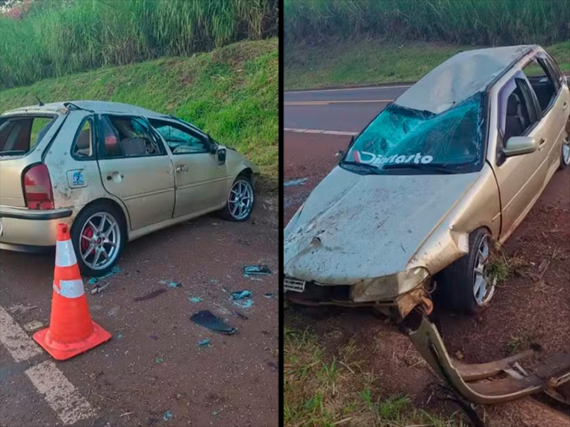 Carro com 6 pessoas capota após ser atingido por outro em rodovia da região