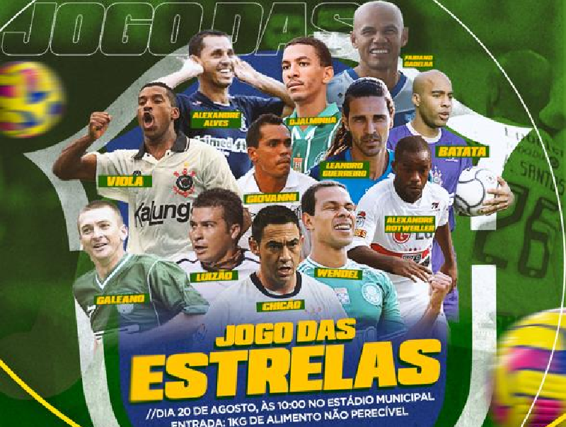 Chicão, ex-Corinthians, e Galeano, ex-Palmeiras, estarão no Jogo das Estrelas em Paraguaçu