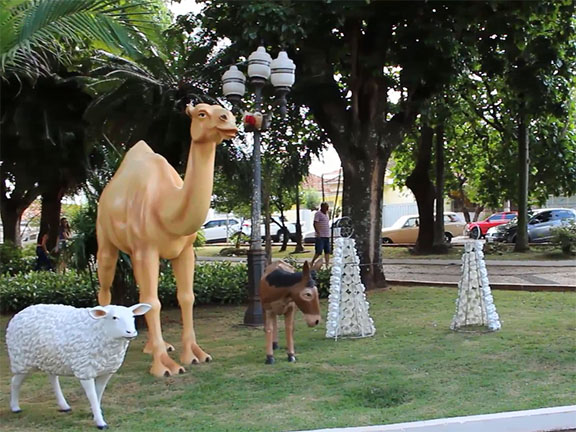 Praça da Matriz começa a receber a decoração natalina