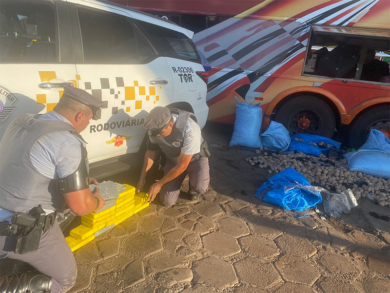 Polícia Rodoviária prende passageiros de ônibus por tráfico de drogas em Assis