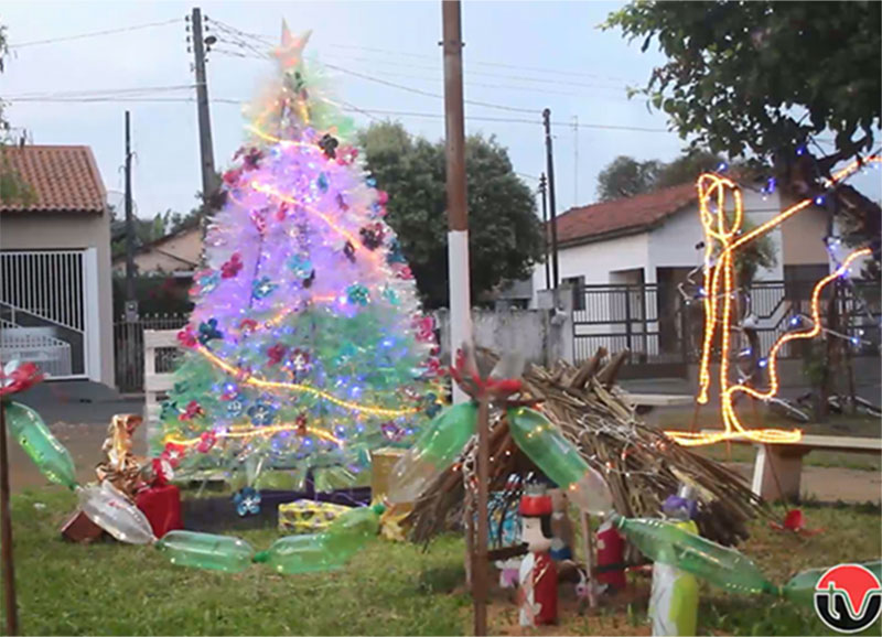 Usando garrafas pet, moradora decora praça na Barra Funda