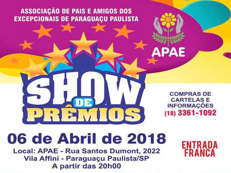 APAE inicia venda de cartelas para Show de Prêmios