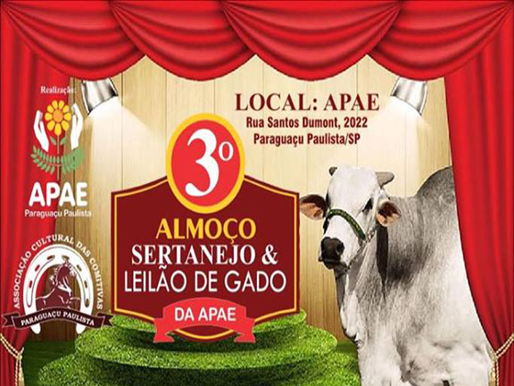 APAE promove tradicional Almoço Sertanejo e Leilão de Gado neste mês